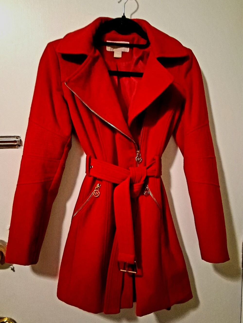 MICHAEL Michael Kors Red Belted Trench Coat